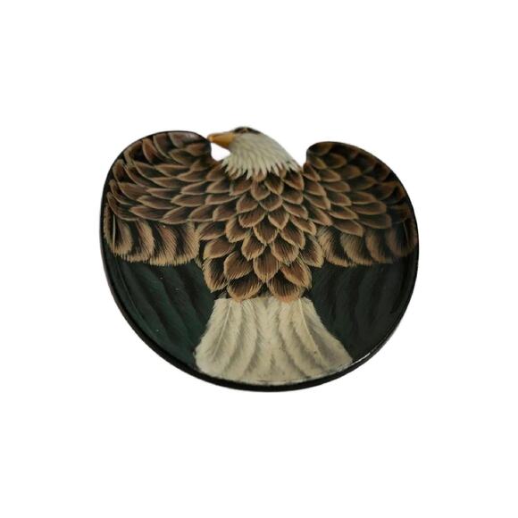 Vintage Eagle Mens Dresser Lacquerware Valet Trinket Dish - Picture 3 of 10